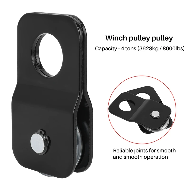 Winch Snatch Block Pulley Block Heavy Duty 4 Ton (8000 Lbs) Moving Pulley Splint