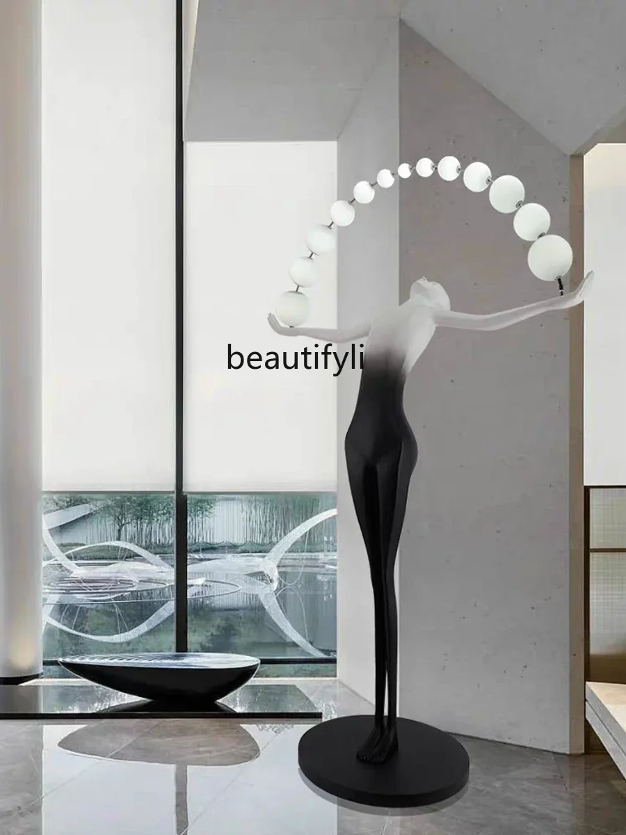 Creative Simple Artistic Figure Large Floor Sculptured Ornaments Hotel Shopping Mall Sales Office with Lights