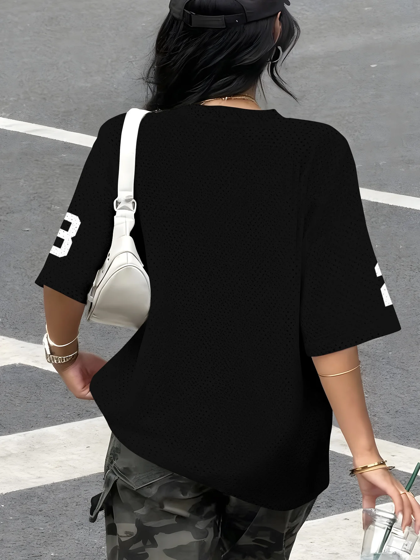 Summer New Chicago No.23 Print T-Shirt For Women Short Sleeve V-Neck Sports Tees Football Jersey Y2K Casual Oversized Tops