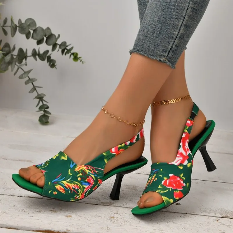 

Women Shoes 2026 Spring New Flower Women Heels Sandals Sexy Dress Thin Heel Pointed Toe Ladies High Heels