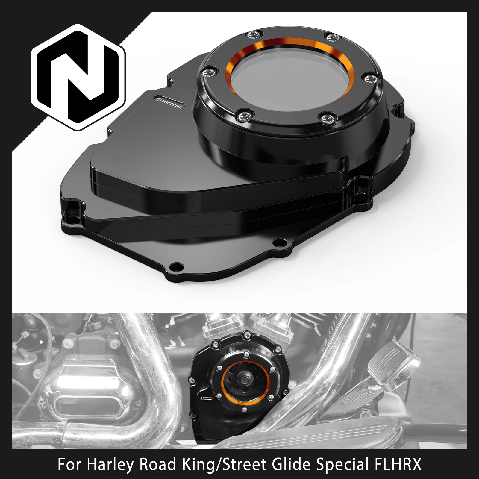 

M8 Transparent Cam Cover For Harley Street Glide Special FLHXS Road King Special FLHRXS Low Rider FXLR Fat Bob FXFB Tri Glide