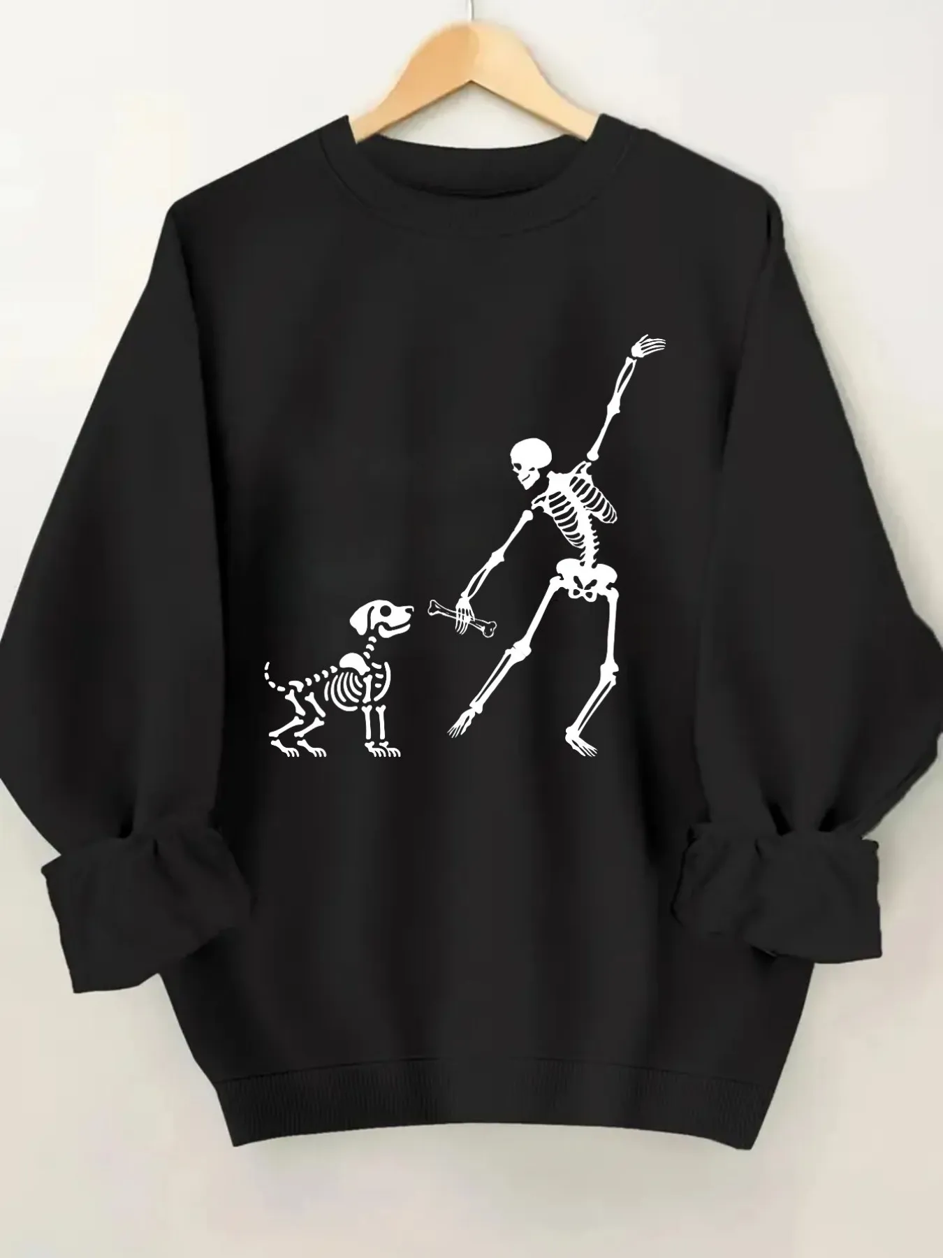 Women's Crew Neck Pullover Sweatshirt School Theme Print Design, Soft Casual Long Sleeve, Daily Casual Top Outfit, Winter Women's Clothing, Halloween Costume Outfit