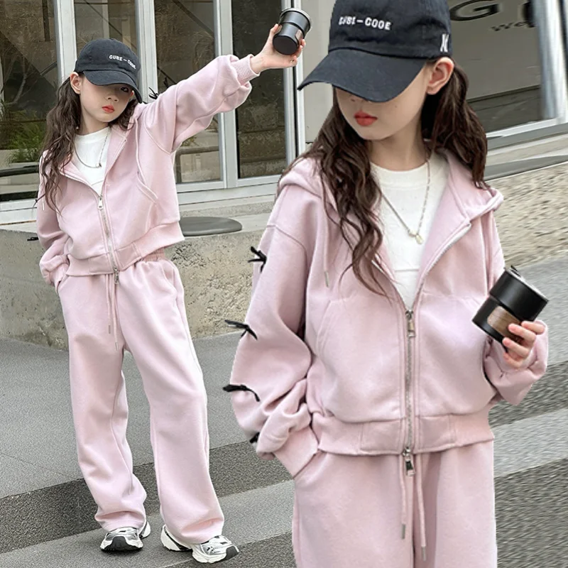 

Girls' Fall Outfit 2025 New Style, Trendy Hoodie and Kids' Jacket for Older Children, Princess-Style Hooded Sweatpants, Fashiona