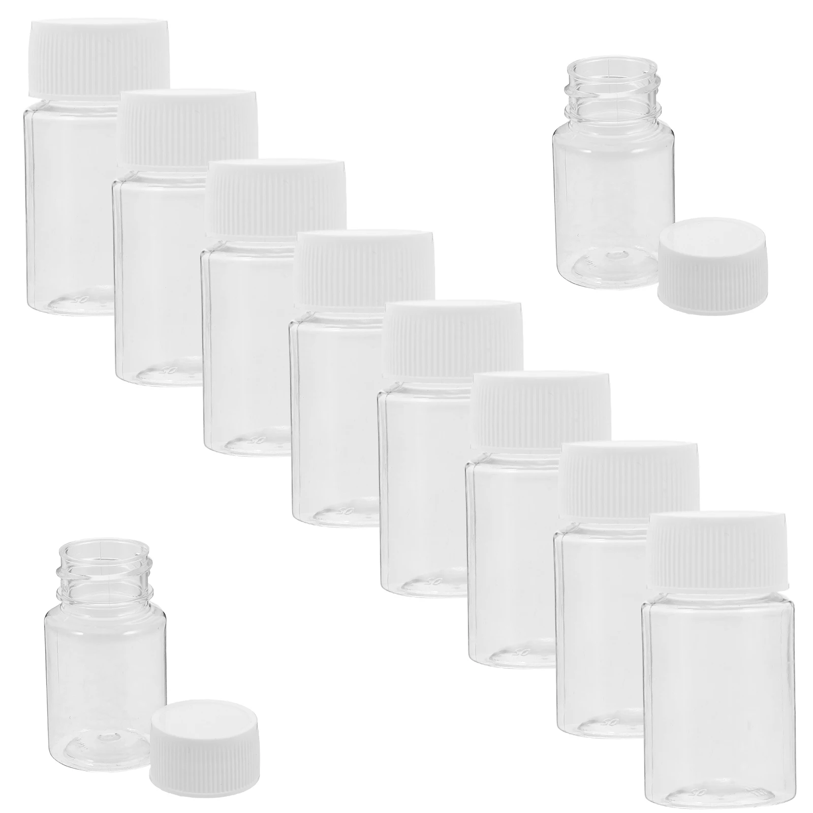 

10 Pcs Sample Bottles Empty Pill Sampling Container Plastic Chemical Containers Liquid