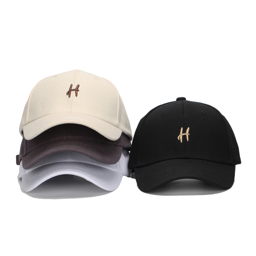 Fashion New Women H Letter Cotton Baseball Cap Adjustable Strapback Washed Embroidered Sun Dad Hat for Men Women Golf Hats