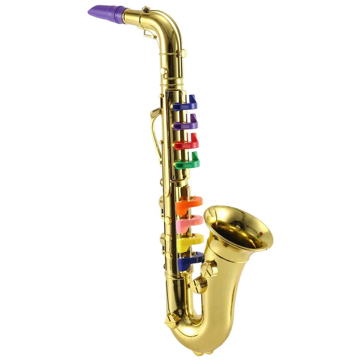 Saxophone 8 Colored Keys Metallic Simulation Props Play Mini Musical Wind Instruments for Children Birthday Toy Gold