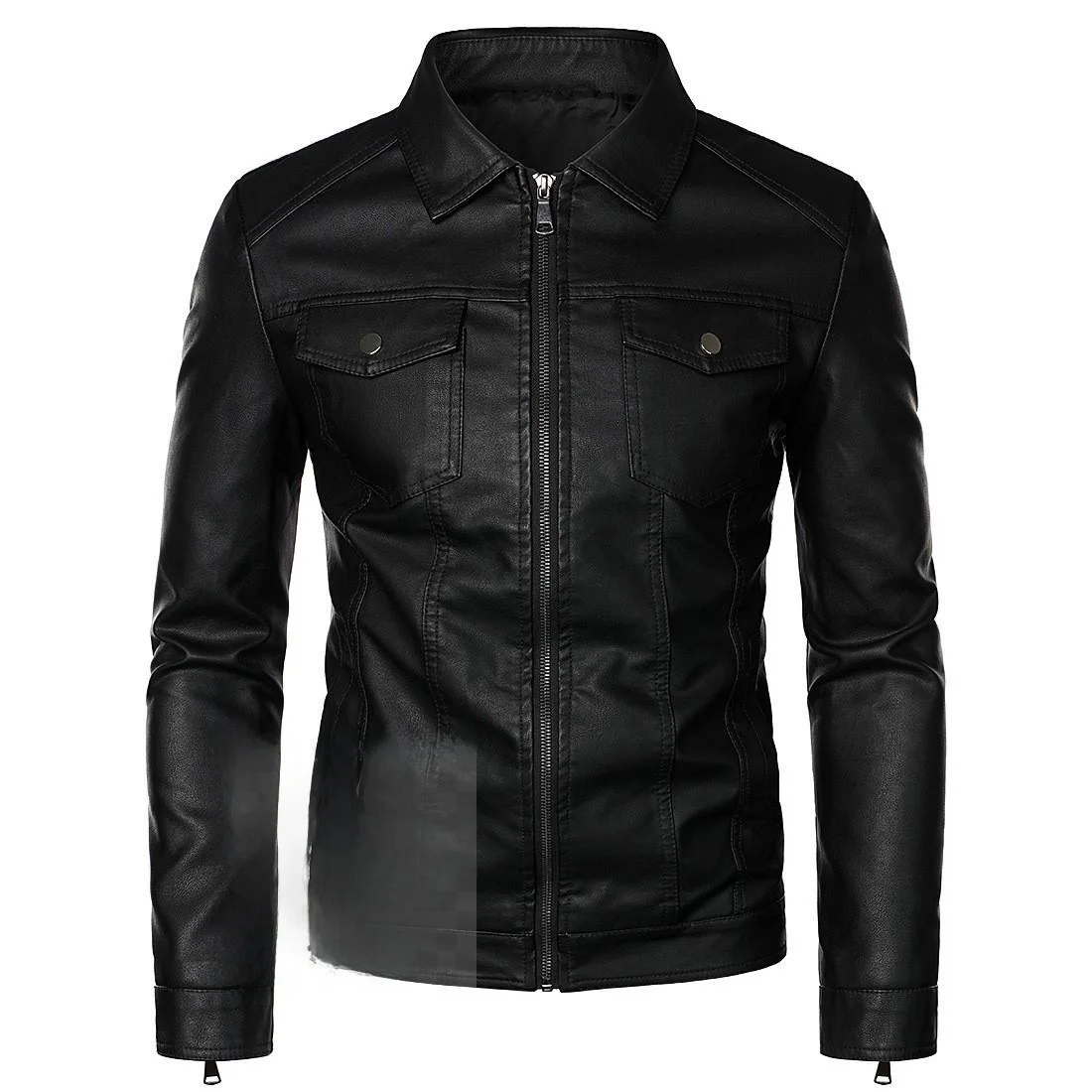 

Autumn Lapel Mens Motorcycle Leather Jaet Waed Long Sle Faionable Casual Coat for Men in 2025 Spring Collection