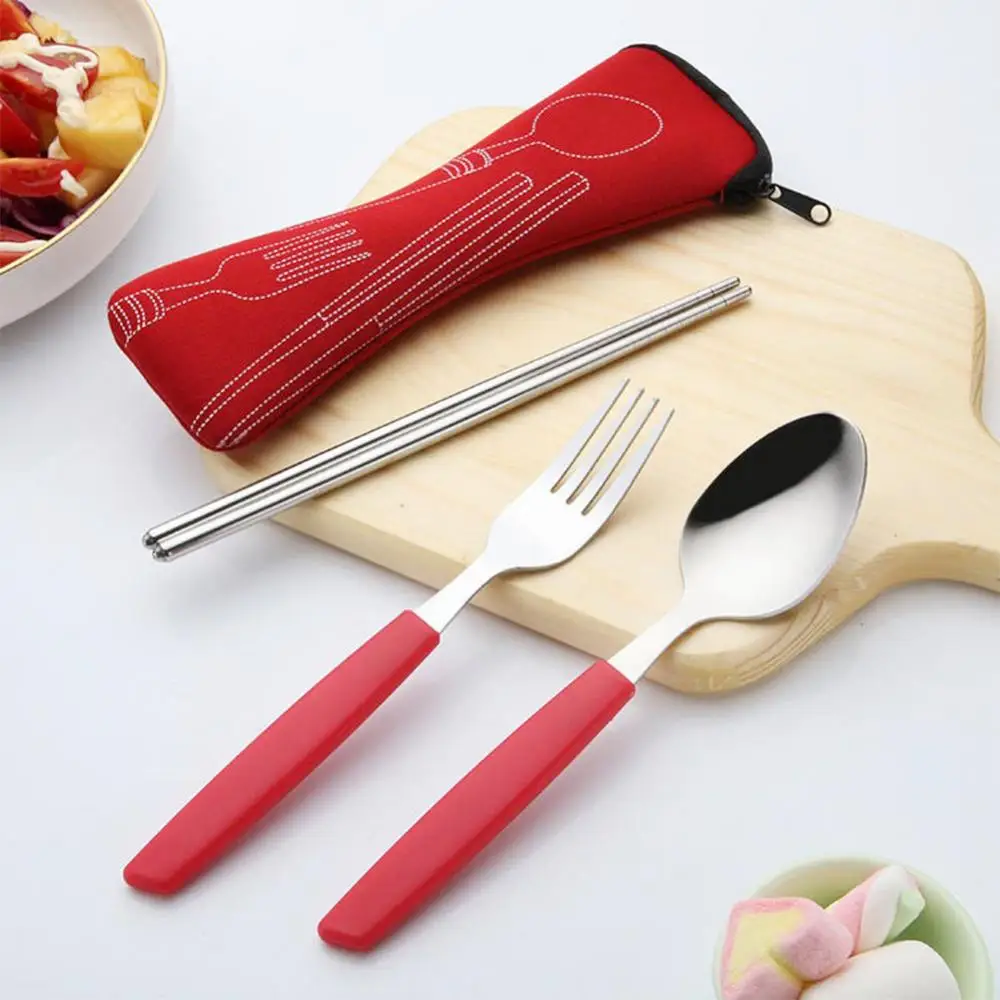 1PCS Tableware Bag with Zipper Travel Cutlery Kit Case Portable Pouch For Dinner Travel Camping Tableware