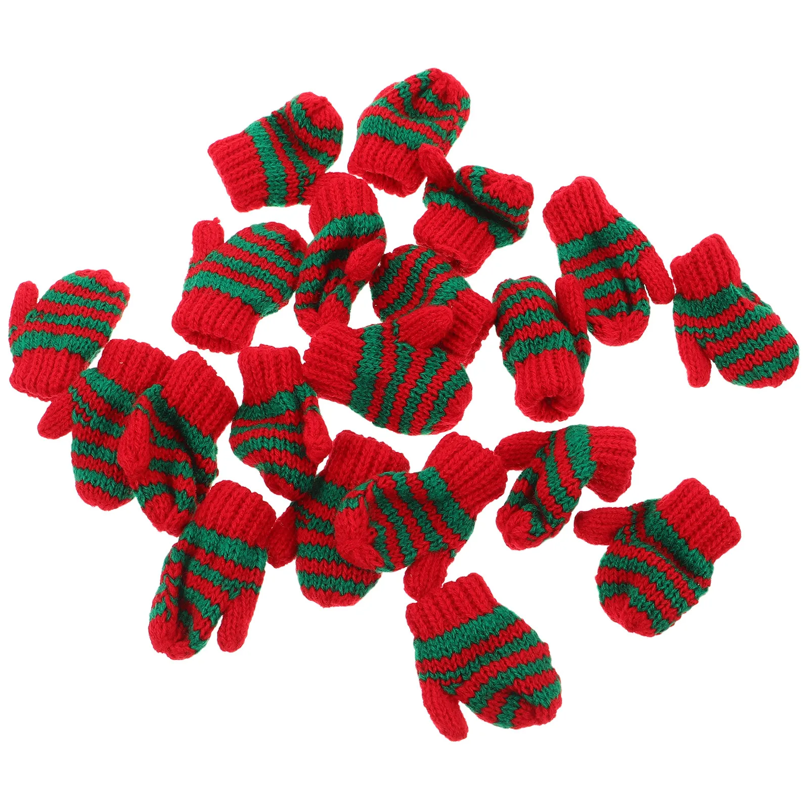Mini Christmas Knit Gloves Set – 20 Pcs Tiny Holiday Gloves for Dollhouse, Xmas Costume & Ornament Accessories