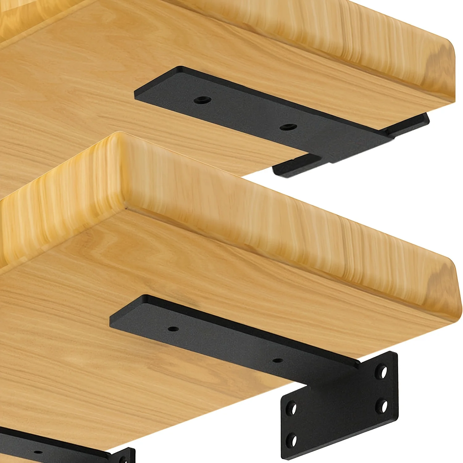 6 Pieces of Heavy-Duty Floating Shelf Bracket, Metal Wall Mounted Cast Iron Shelf Bracket, Black Coated Shelf Bracket, L Bracket