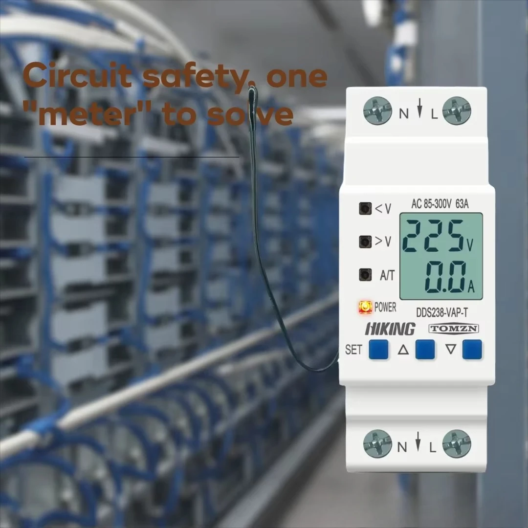 Rail-Mount Adjustable Over/Under Voltage Protector With Current/Temperature Limit Protection, Voltage/Current/kWh Metering