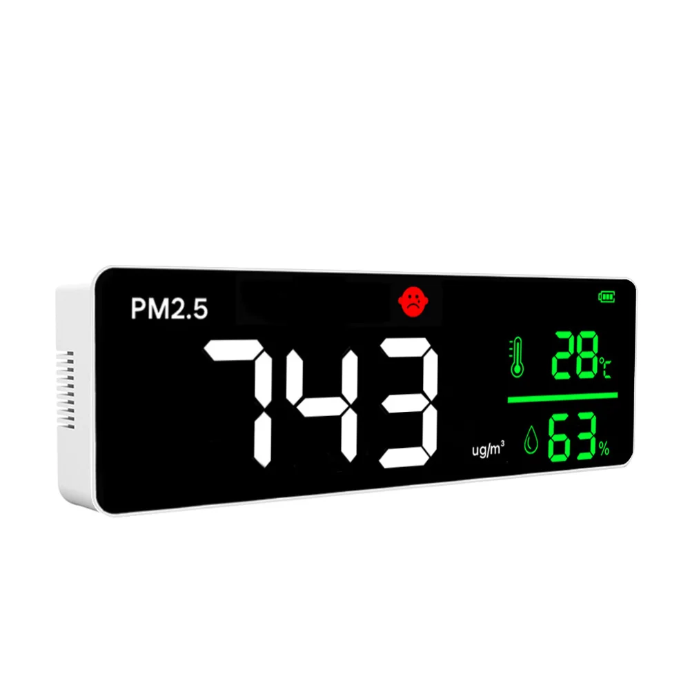 Wall Mount PM2.5 Detector Air Quality Monitor with Temperature Humidity 1 Year Warranty ABS Material