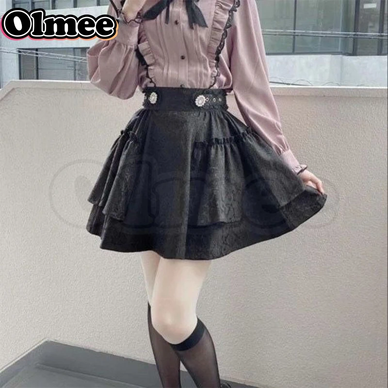 [Olmee] In Stock Jirai Kei Skirt Japanese Mine Style Dress Black Kawaii y2k Oversize Plus Size Sweet Girly My Love Girl Friend