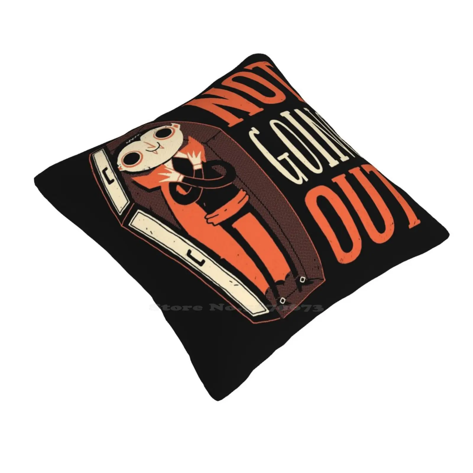 Not Going Out Throw Cushion Pillow Cover Spooky Vampire Dracula Coffin Horror Retro Vintage Halloween Funny Cute Humor