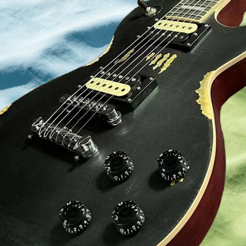 40 Inch LPG00P Black Retro Electric Guitar Rosewood Neck Mahogany Body HH Fixed Bridge Rock Music Free Shipping