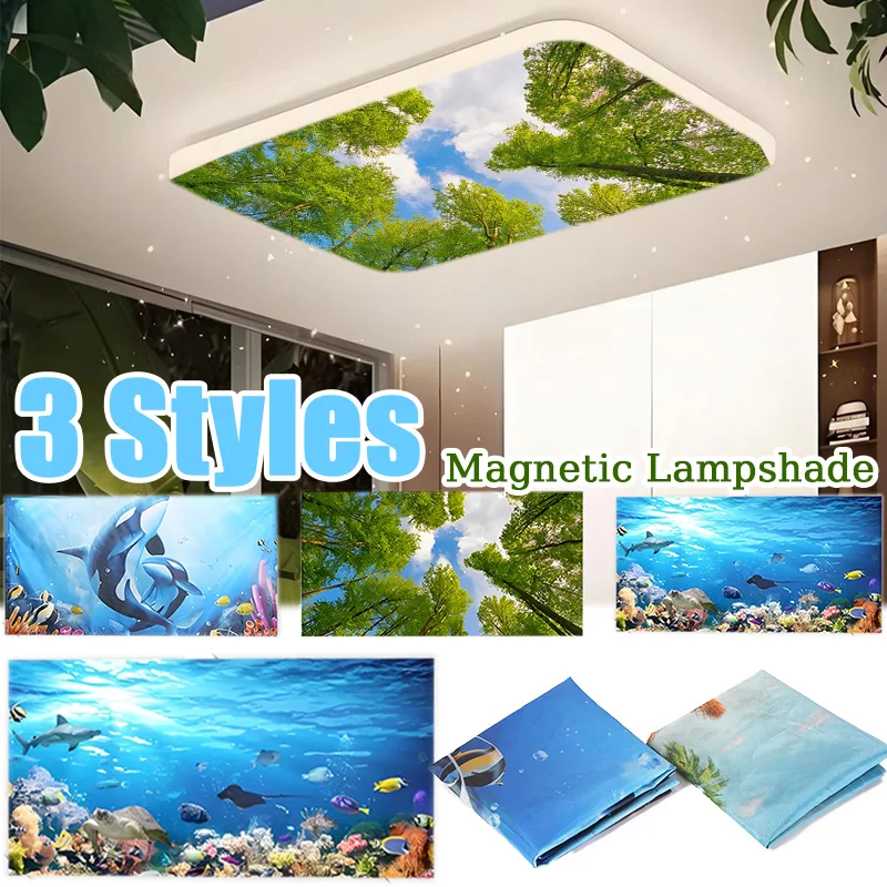 

Magnetic Eye Protection Lampshade Natural Printing Pattern Easy to Install Anti-Glare Filtering Shade Cover Ceiling Lampshade
