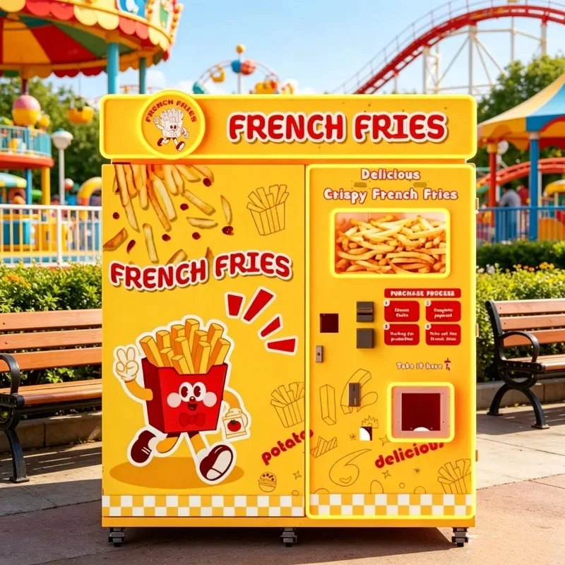 Automatic French Fries Vending Machine Smart Fast Food Kiosk Self Service Potato Fries Touch Screen Cashless Payment System