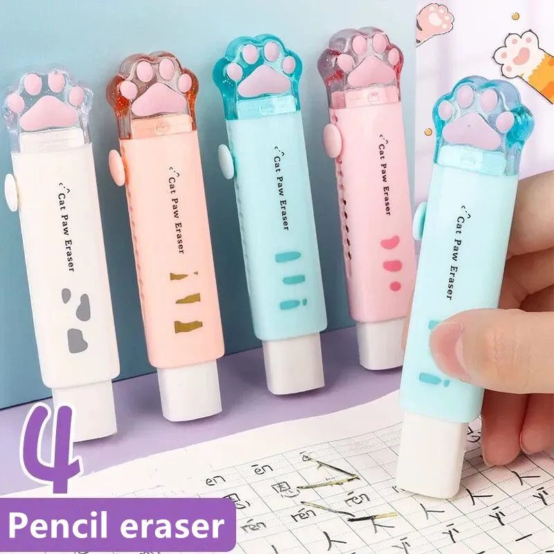 Push-pull cartoon cat eraser children cute pencil eraser school student correction rubber eraser painting art eraser stationery