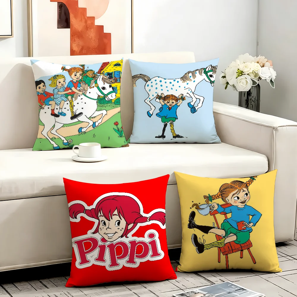 Cartoon Pippi Longstocking cushion cover Anti-dustmite Sofa Cushion Decorative Office Cover Lounge Area Indoor & Outdoor Use