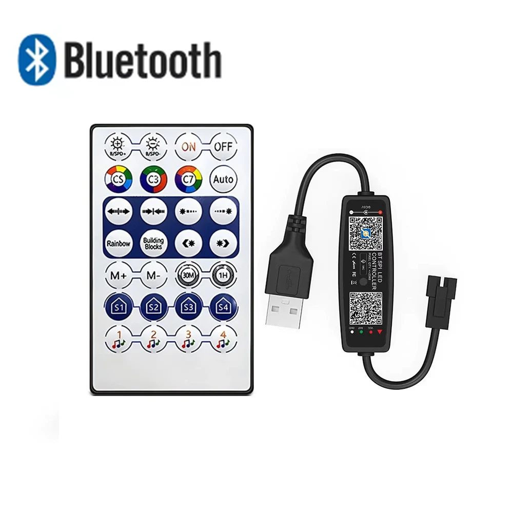 WS2812B Controller Bluetooth Music for Pixel LED Strip Light SK6812 WS2811 WS2812 LED Light USB 5V 12V 24V APP Remote Controller