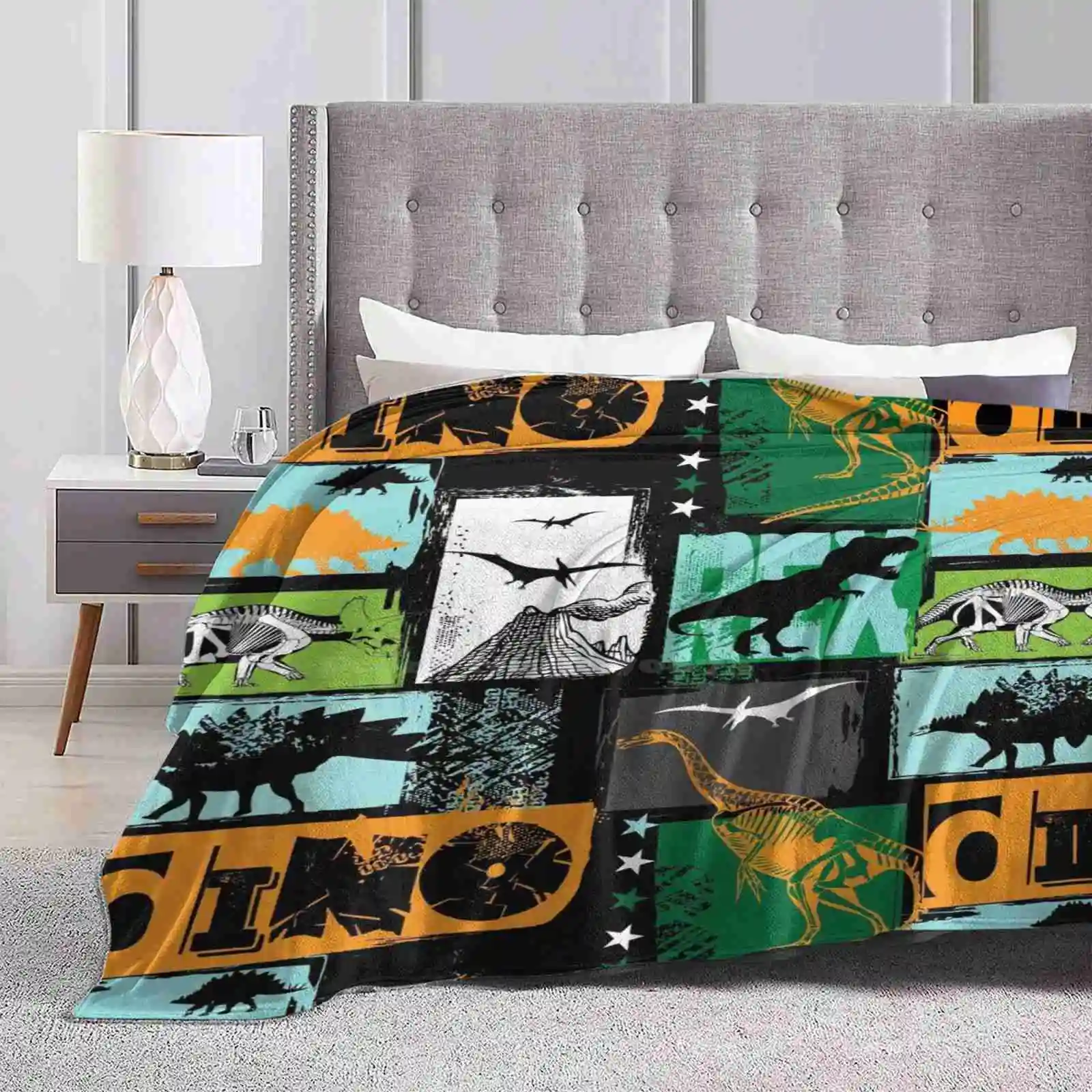 Dinosaur Dino Pattern Soft Warm Light Thin Blanket T Rex Tyrannosaurus Rex Flying Dinosaur Kids Dinosaur