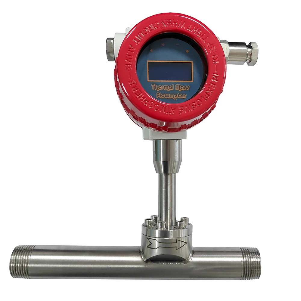 Stainless Steel Nitrogen Thermal Mass Flowmeter Compressed Air Lpg Gas Thermal Dispersion Type Flow Transmitter/ Sensor