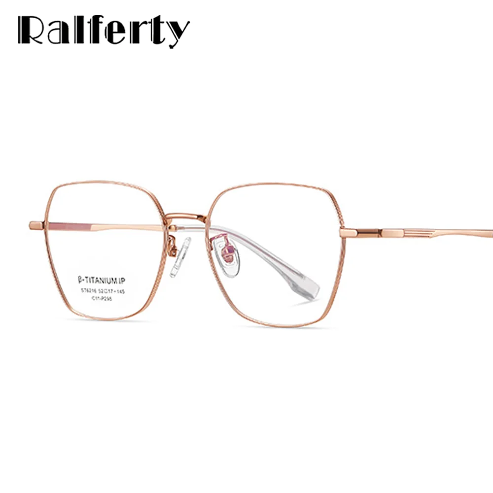 Ralferty Metal Titanium Eyeglass Frames Woman Men No Prescription Myopia Optic Frame Women's 0 Grade Glasses Square Spectacles image 4