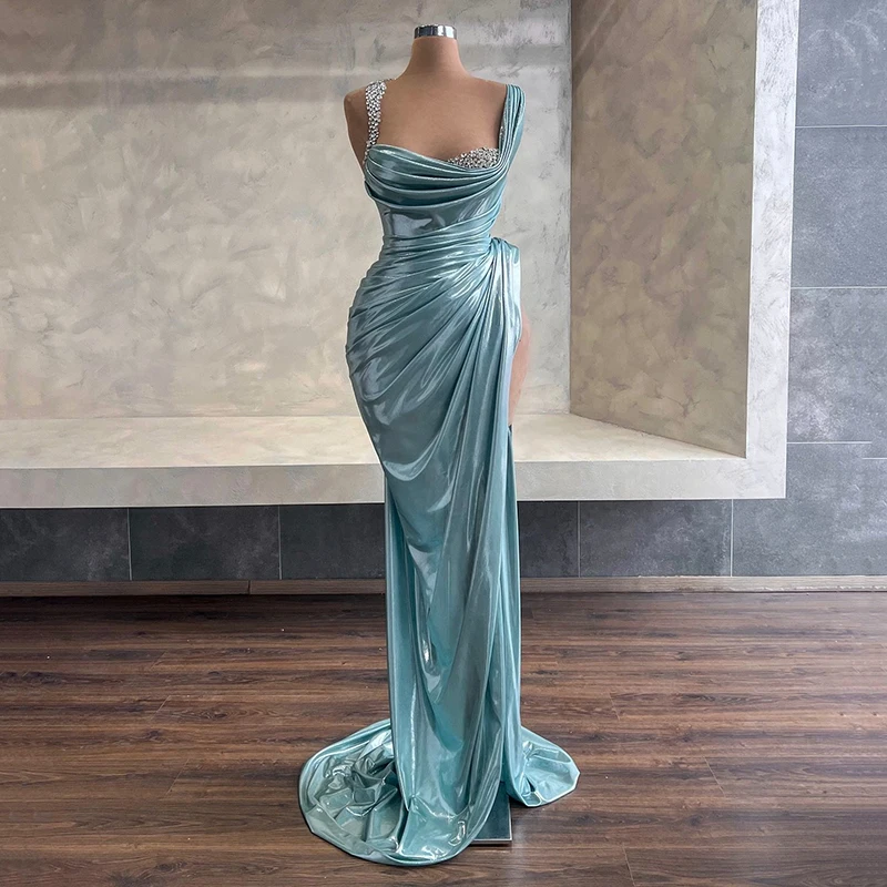

Thinyfull Formal Mermaid Prom Evening Dresses Saudi Arabia Beadings Side Slit Party Dress Sexy Cocktail Prom Gowns Customized