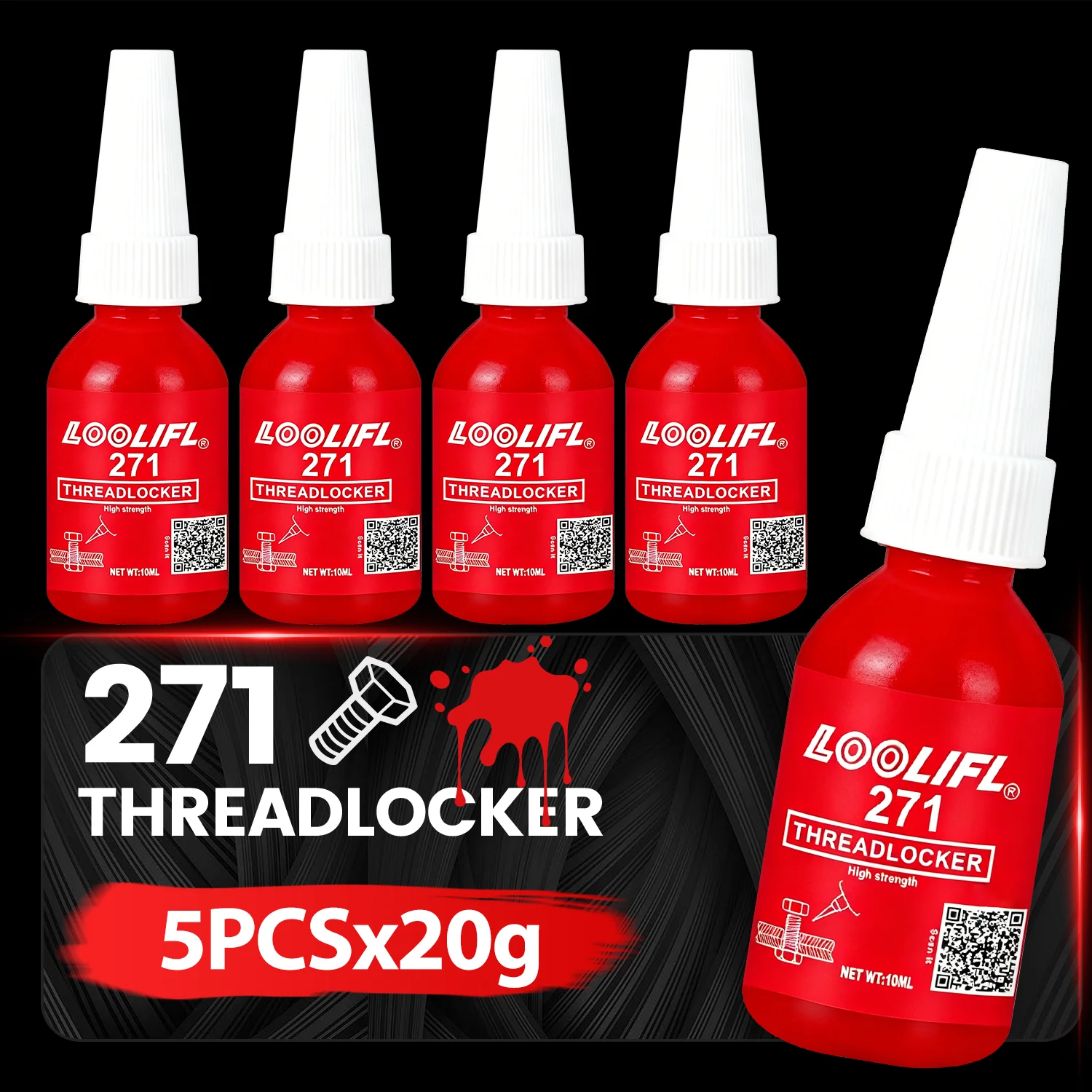 LOOLIFL Threadlocker 10ml 243 Medium 271 High Strength  Screw Locking Adhesive Anaerobic Glue for Bolt Anti-loosening Sealant