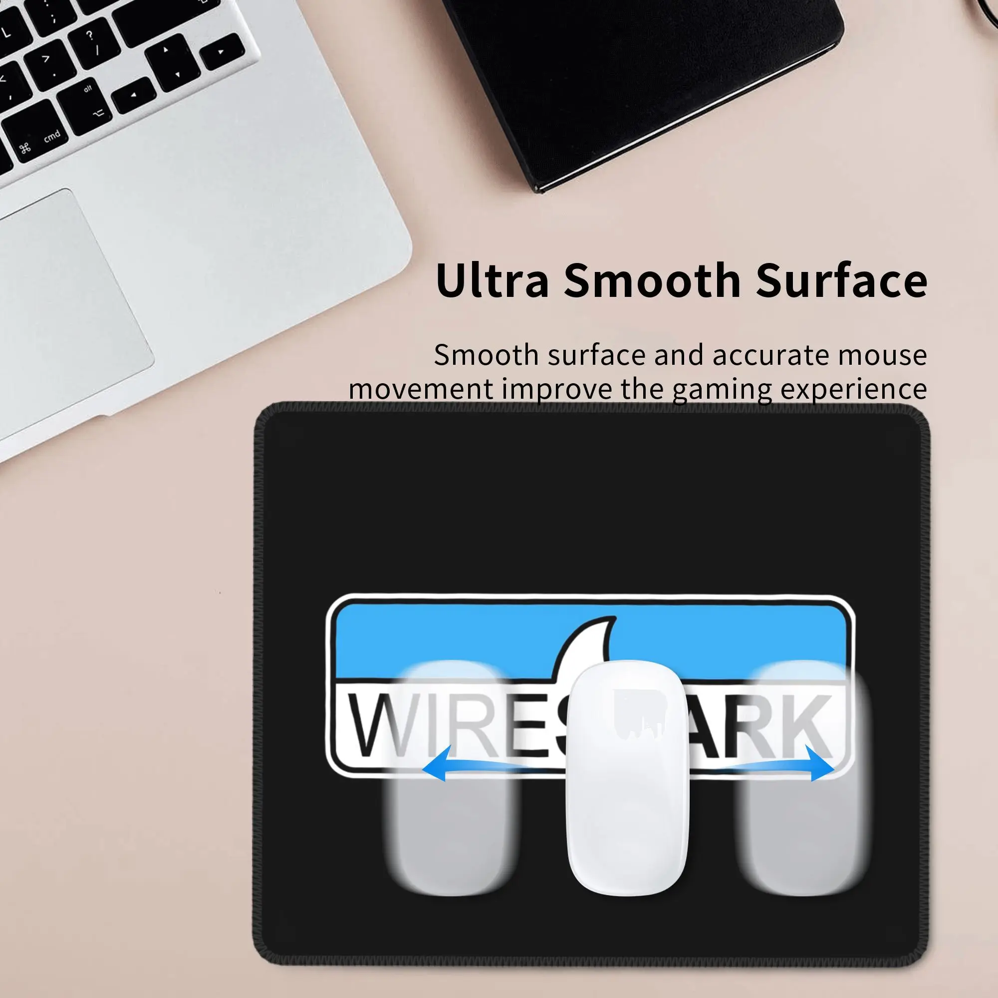 Wireshark Hi-Res Logo لوحة ماوس أفقية لوحة مفاتيح الكمبيوتر ماوس حصيرة ألعاب الكمبيوتر المحمول حصيرة مكتبية ملحقات المكتب مفارش الطاولة
