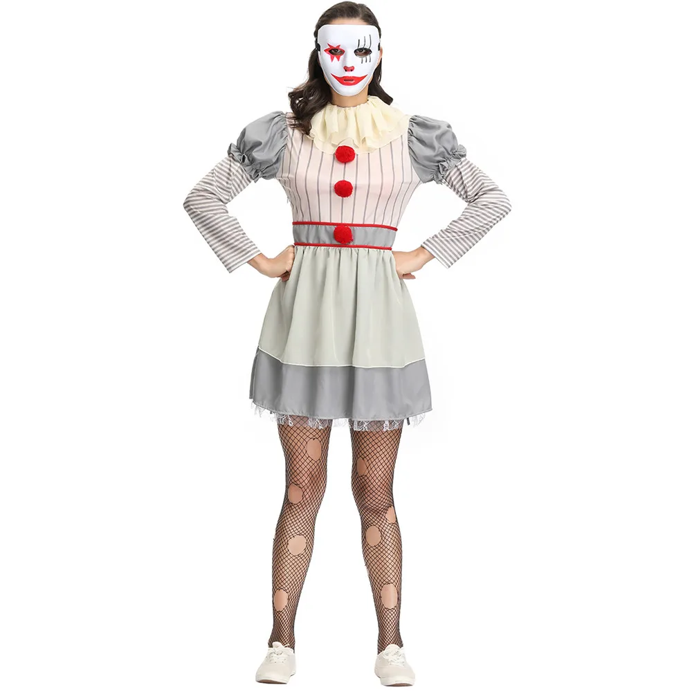 Deluxe zły klaun Joker kostiumy Cosplay kobiety Halloween karnawał Horror straszny zabawny impreza cyrkowa klaun element ubioru mundurek dla dorosłych