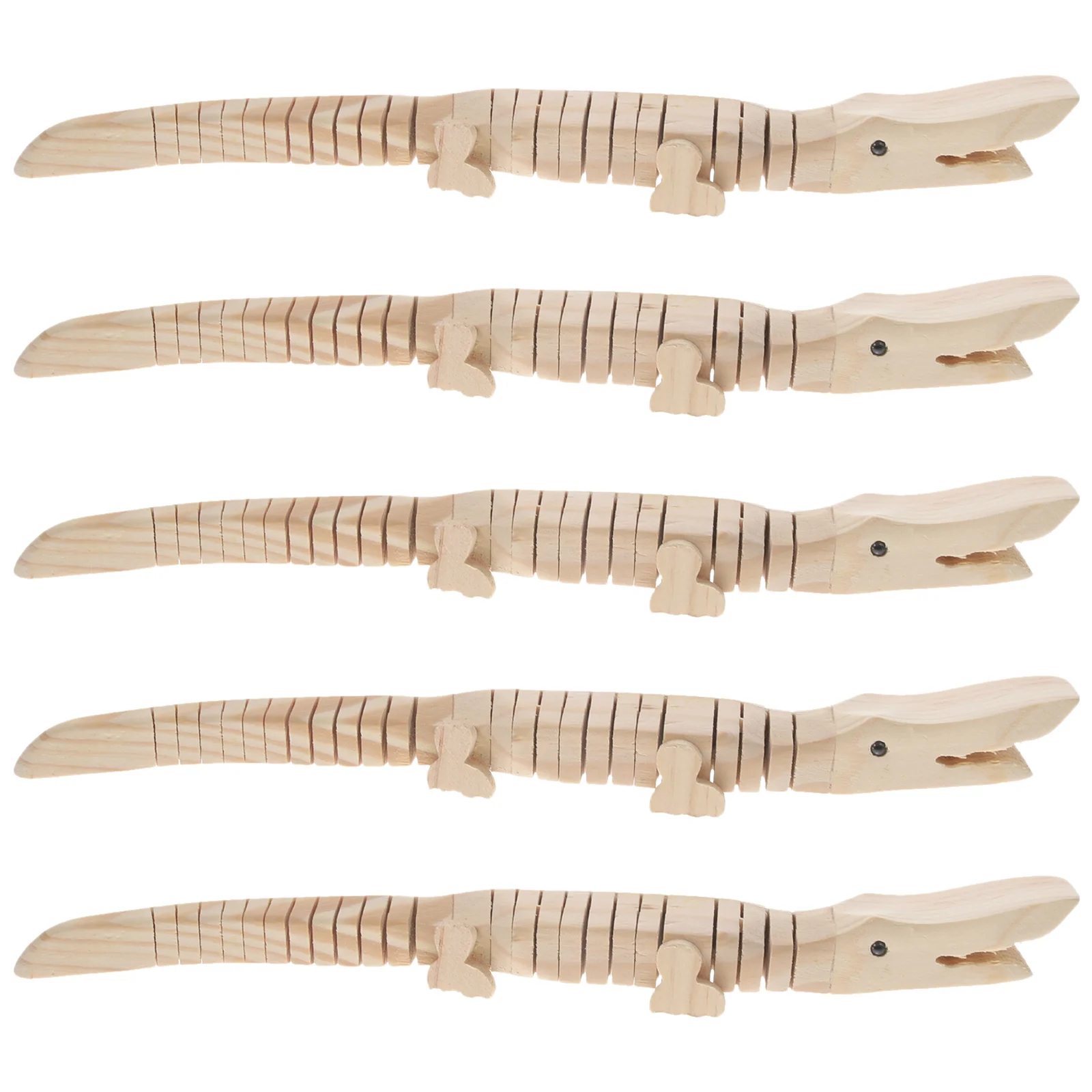 5 Pcs Blank Wood Crocodile Toy Infant Toys Portable Set Wiggle Vivid Wooden Unfinished Child Baby Snake