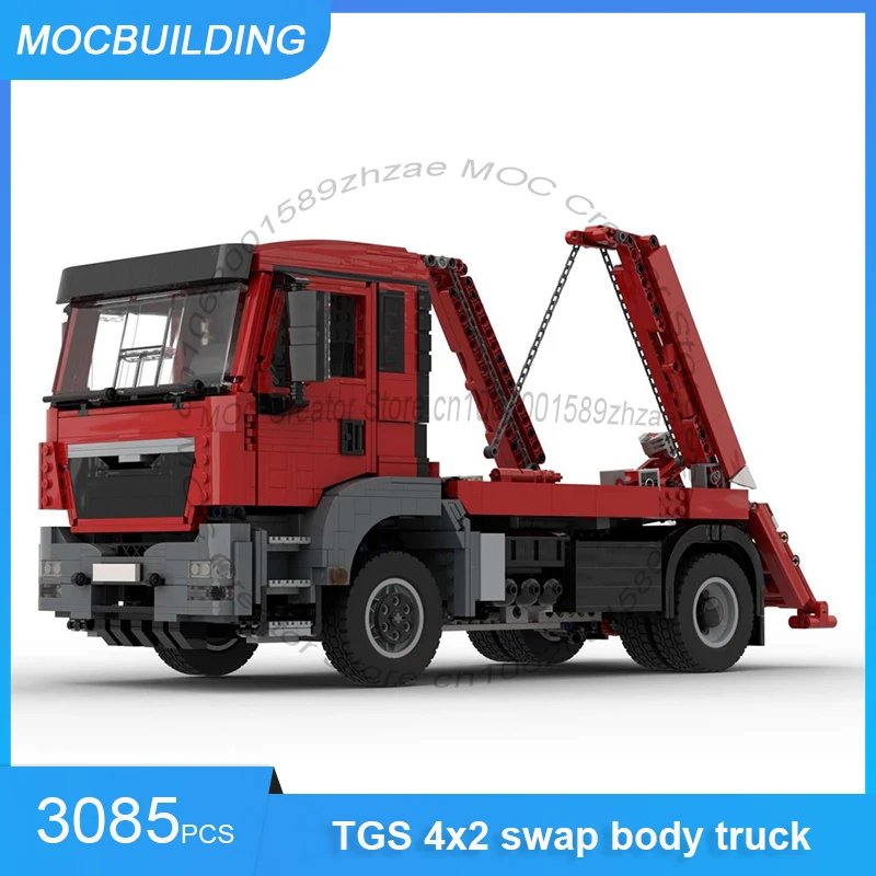 

MOC Building Blocks TGS 4x2 Swap Body Truck Red-Blue Model DIY Assemble Bricks Transportation Trailer Display Toys Gifts 3085PCS