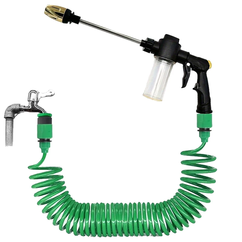 Spiral Spring Pipe Garden Foam Water Gun, Long Nozzle And Quick Connector Are Used For Car Washing, Cleaning And Lawn Watering