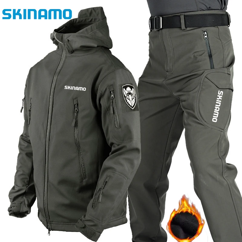 Description Picture 6 of itemAutumn Winter Waterproof Fishing Suits Men's Softshell Hiking Camping Windproof Thermal Jacket Tactical Set Man Fishing Clothing