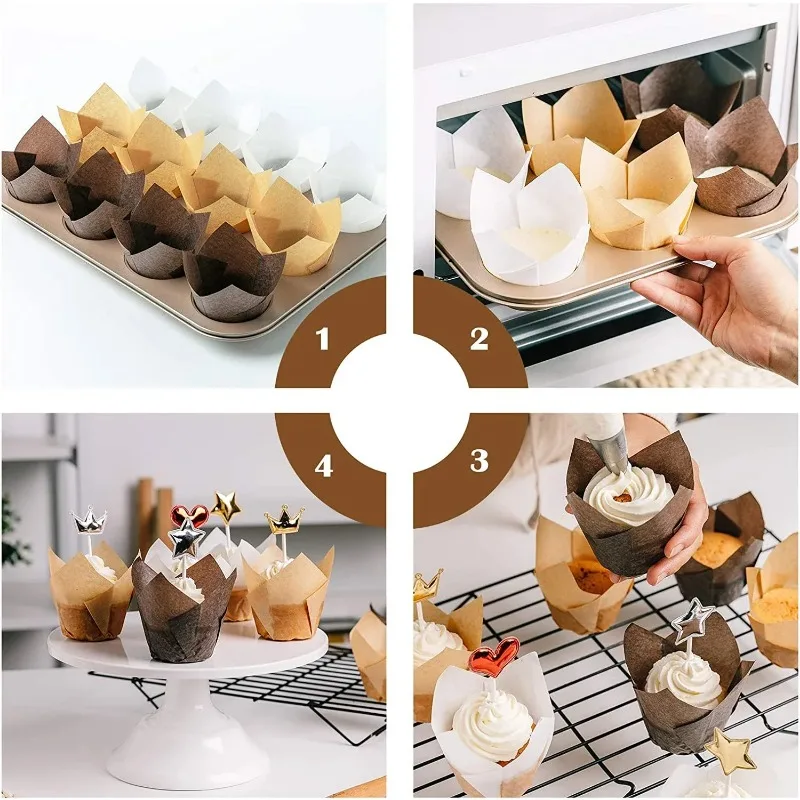 Tulip Cupcake Liners Baking Cupcake Liners Holders Baking Cups Cupcake Wrapper for Party Wedding Birthday Cupcakes Liners