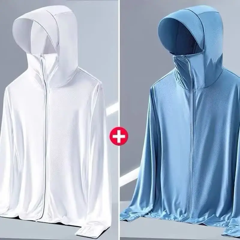 Vêtements de protection solaire homme femme respirants en soie glacée anti-UV pour l'extérieur, nouvelle collection été 2026, en soie glacée fine et respirante