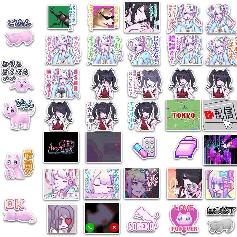 40pcs Needy Girl Overdose Sticker KAngel Ame Chan NGO Goods School Supplies Student Stationery Cute Laptop Phone Case Decoration