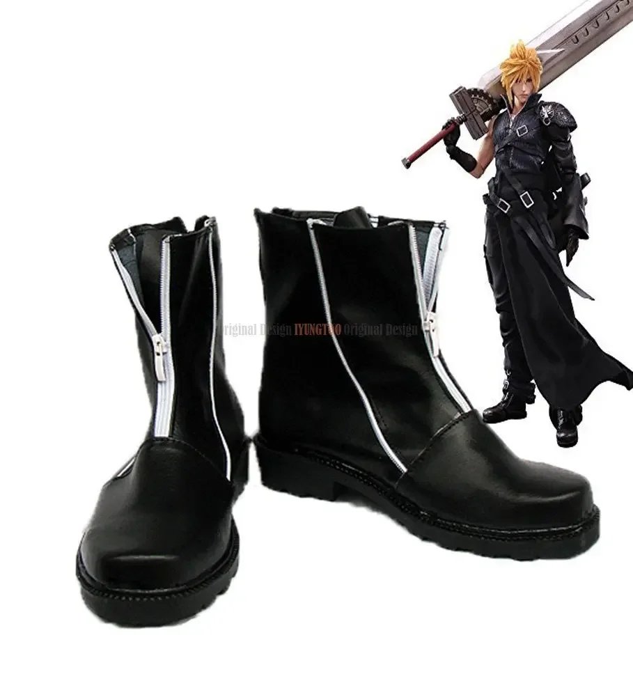 FF7 Cosplay Final Fantasy VII Cloud Strife Cosplay Boots Black Shoes Custom Made