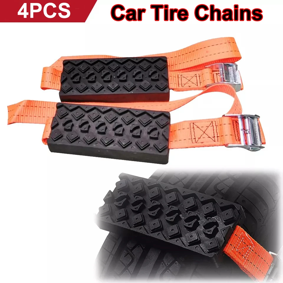 4pcs Mud Sand Snow Tire Ladder Off-Road Vehicle Emergency Tracks Chain Non-Slip Traction Mat Car Recovery Traction Boards