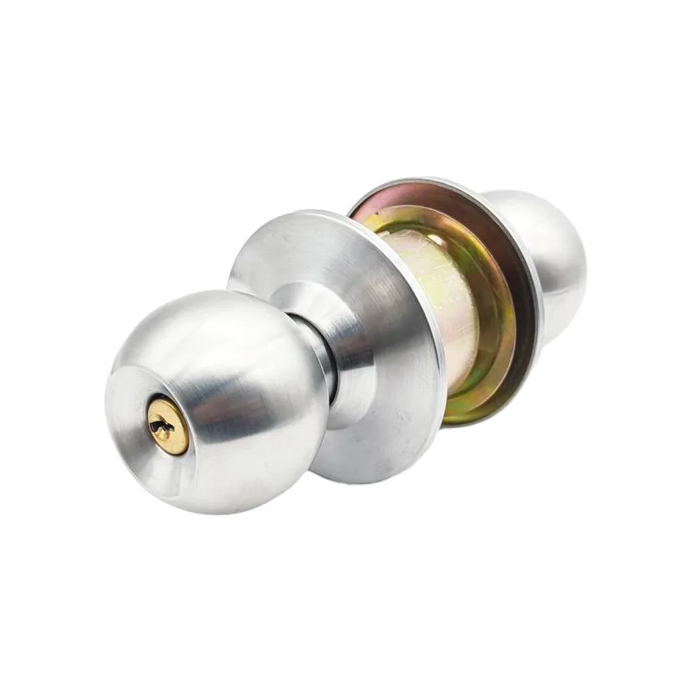 Door Knob with Lock Stainless Steel Front Door Lock Set Lightweight Round Ball Handle Burr-free Interior Door Knobs with 3 Key