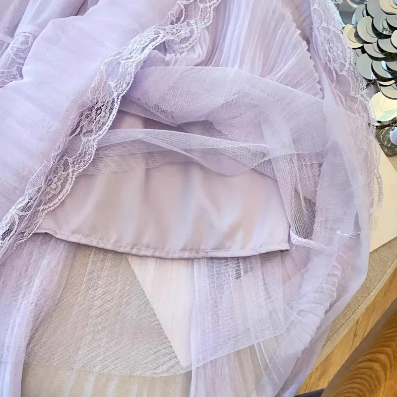 Retro Süßer Weißer Langer Rock für Damen, Lässiger Lockerer Rock mit Hoher Taille, Eleganter Vintage-Rock mit Spitzenbesatz, Koreanischer Sommer-Langrock – Detail 32