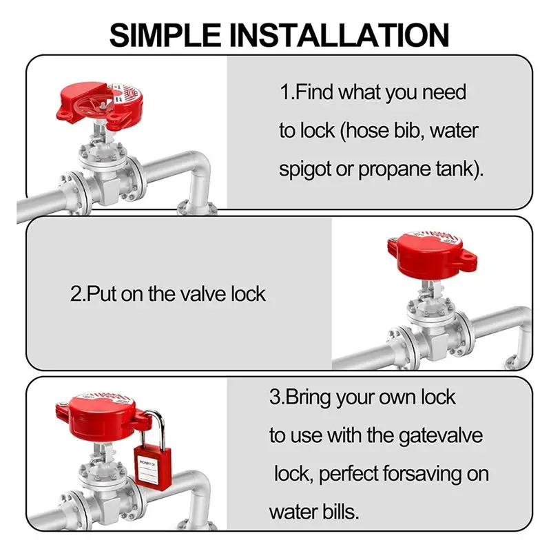 A67P-Faucet Lockouts And Safety Padlocks,Set Of 4,Swivel Safety Gate Valve Lockouts,For 1 To 2-1/2Inch Diameter Valve Handles