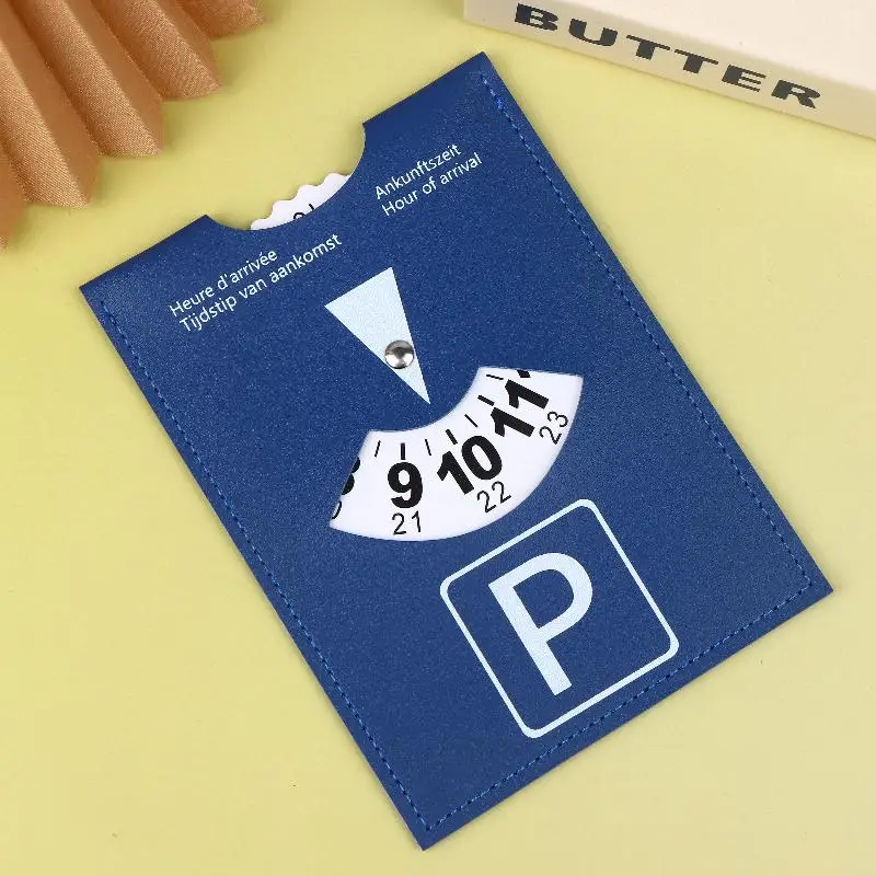 Picture 4: Blue PU Leather Parking Disc 4 Language Version Durable & Water-Resistant Arrival Timer For Car - Universal European Design