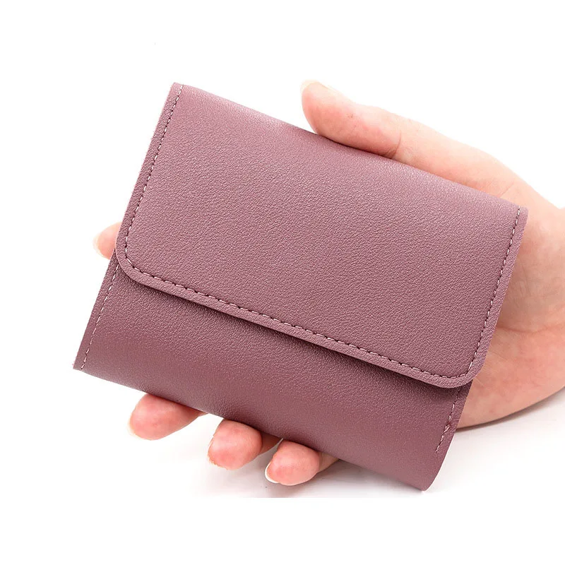 

Three Fold Short Clip Wallet Girl Credit Card Holder for PU Leather Coin Purse Female Short Purses Fashion Lady Multi-card Bag