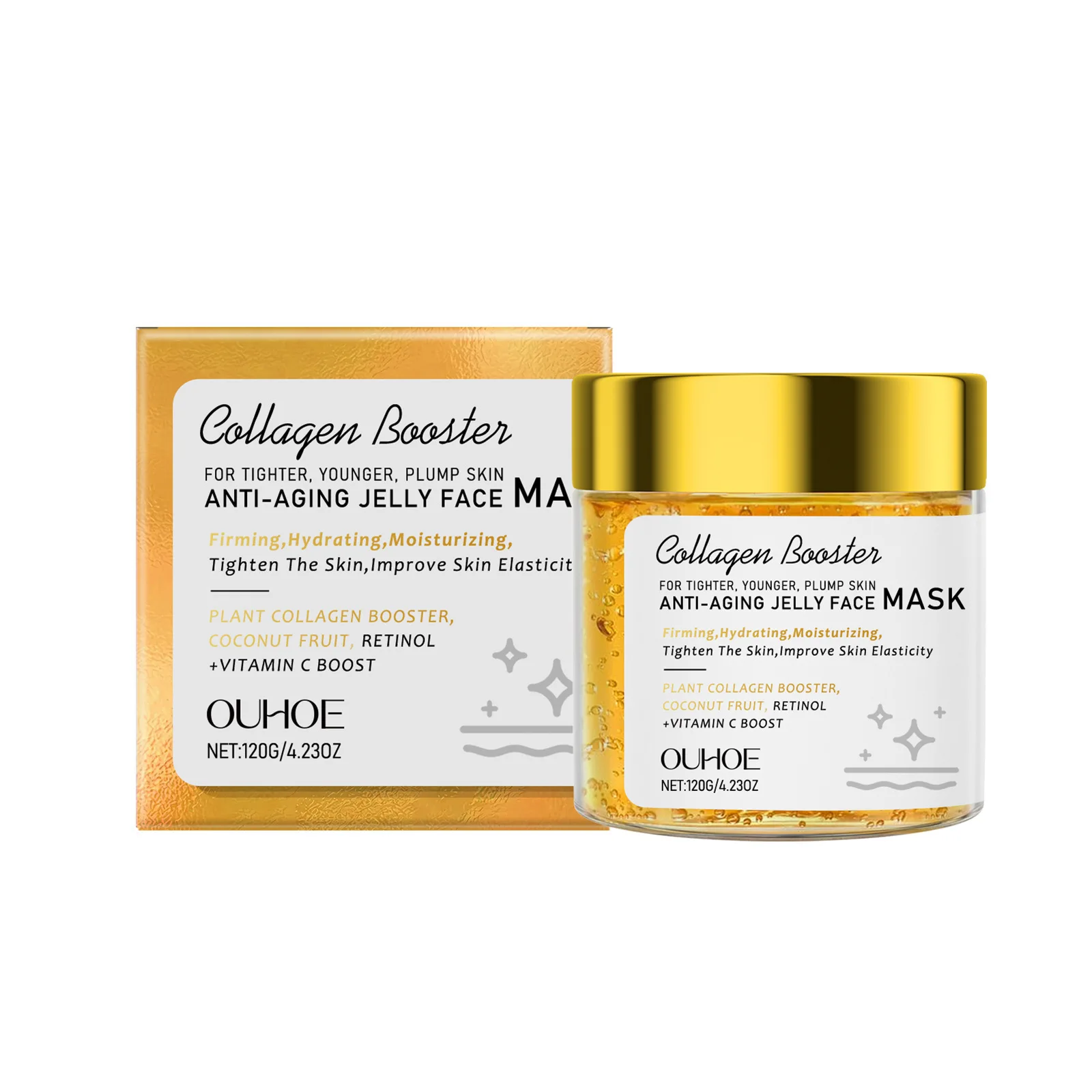 OUHOE Gelee-Gel-Maske, feuchtigkeitsspendend und feuchtigkeitsspendend, straffende und weichmachende Haut, verblassende feine Linien, Mattheit und Ausstrahlung