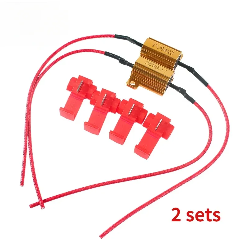 2 Sets Wirewound Resistor Kit 25W 50W Aluminum Shell Power Resistor 5ohm/6ohm/8ohm/10ohm/24ohm/50ohm/100ohm for Car Lamp