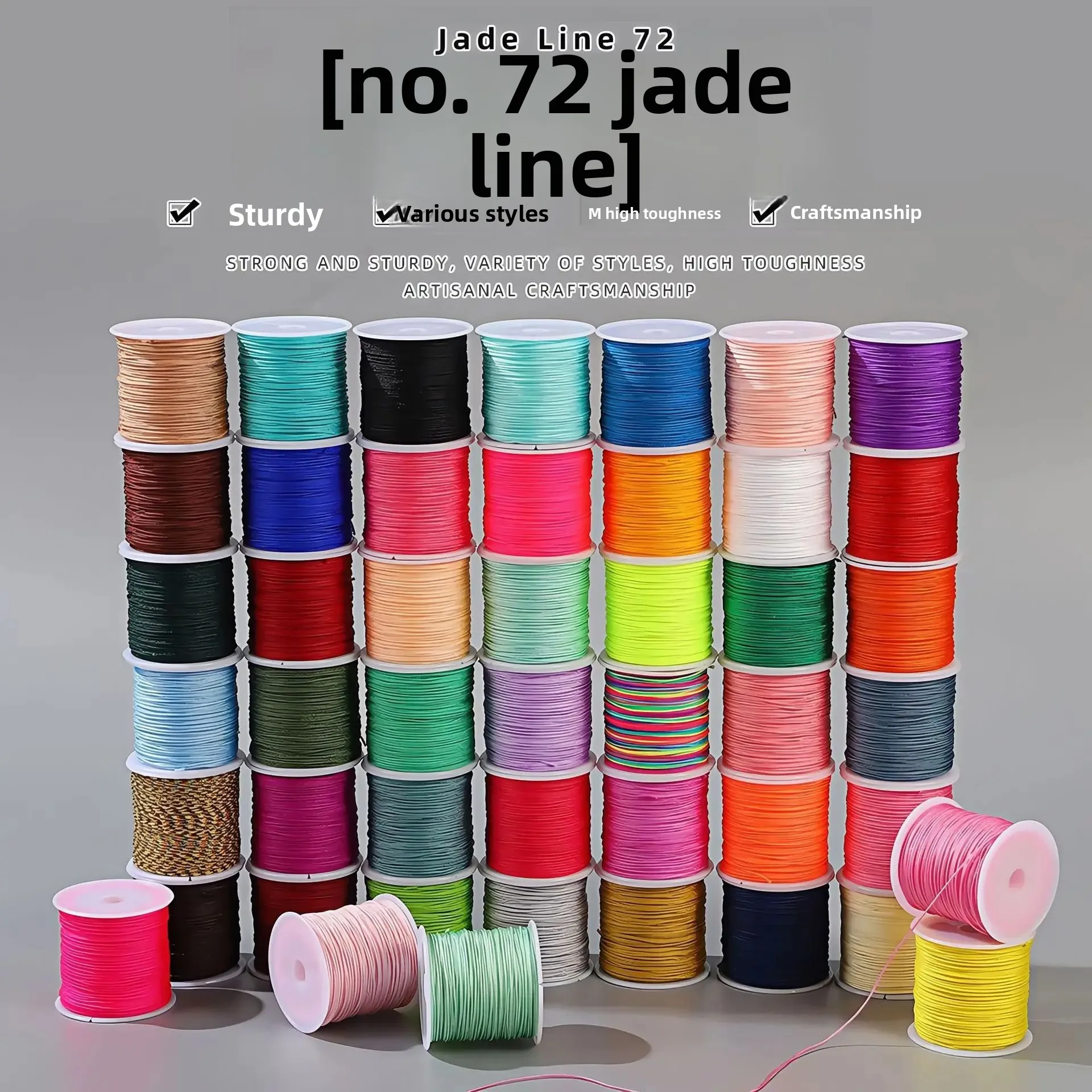 Hilo de Jade colorido No.72 de alta calidad, cuerda trenzada hecha a mano, hilo Multicolor, línea de Jade para accesorios de fabricación de joyas