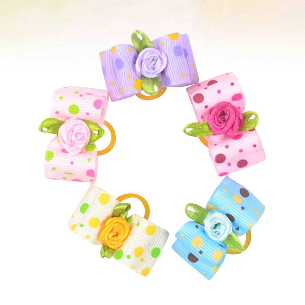 

20Pcs Pet Bowknot Hair Rope Set Stylish Dog Headdress Accessories Elastic Bands Puppy Ties Eyecatching Everyday Gift