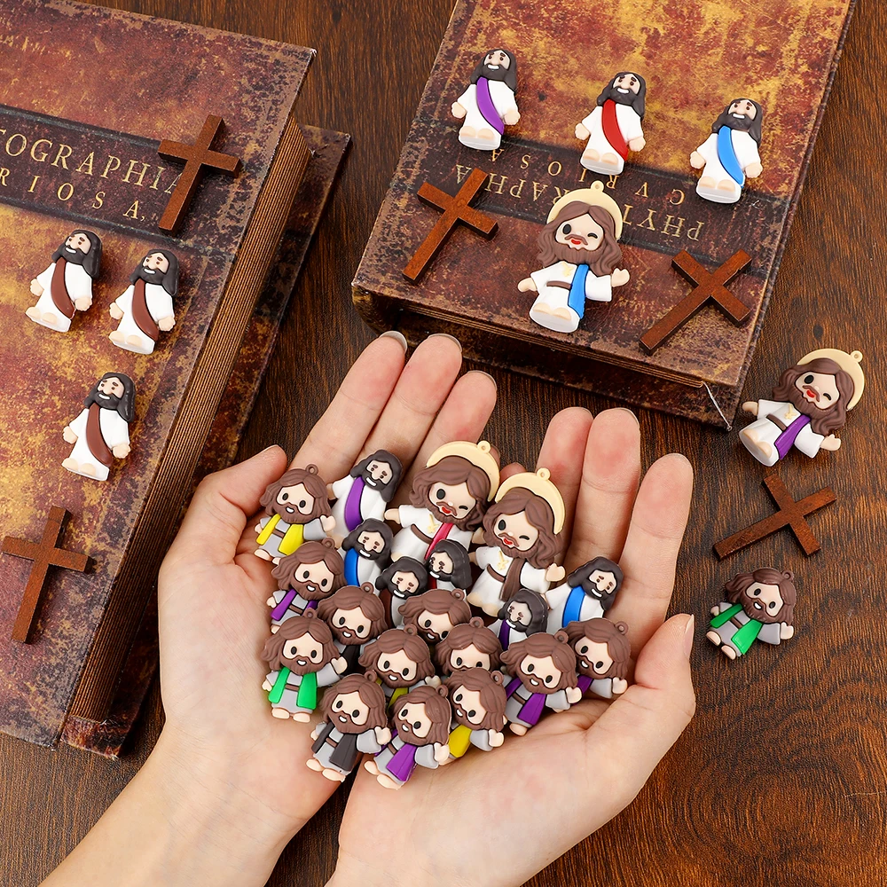 

68 шт./компл. куклы с героями мультфильмов Иисуса, можно использовать для украшения рабочего стола и креативных подарков для семьи и друзей